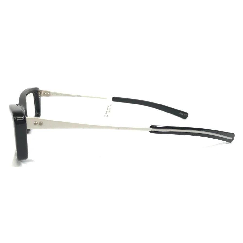 Onkel Eyeglasses Frames Buto Col 01 Black Silver Rectangle Full Rim 50-15-140